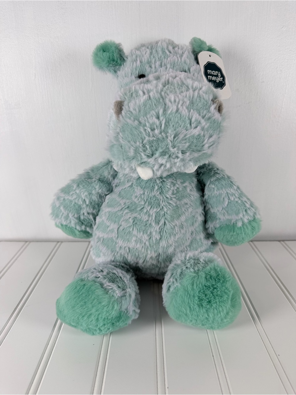 Mary Meyer Mint Green Fab Fuzz Hippo Plush Stuffed Animal 15”